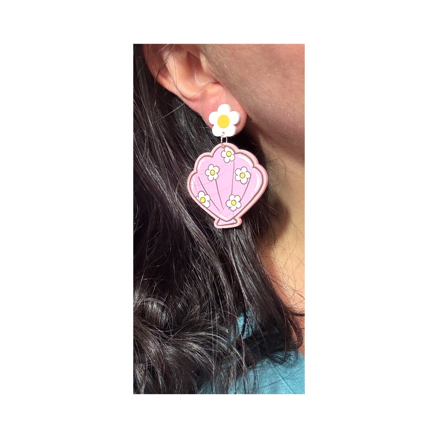 Daisy Seashell Drop Earrings