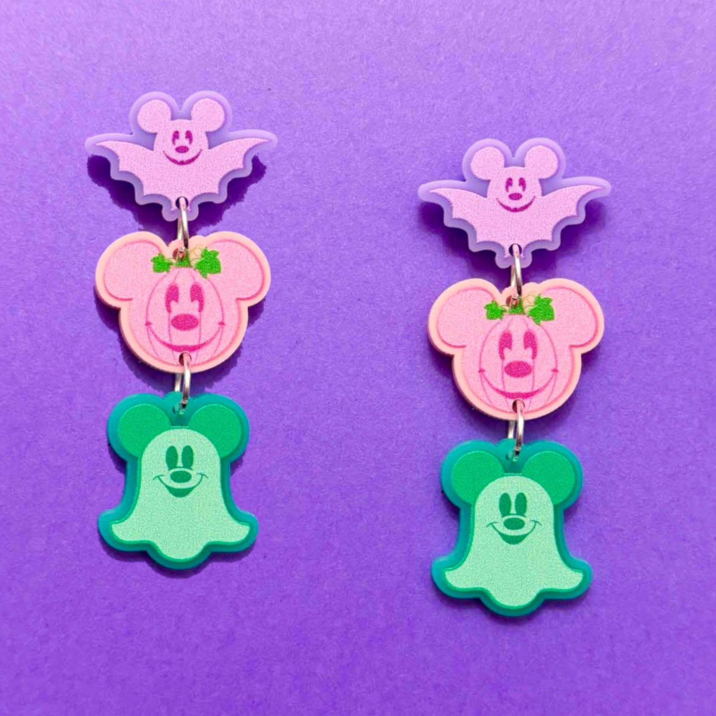 Pastel Mouse Halloween Tiered Drop Earrings
