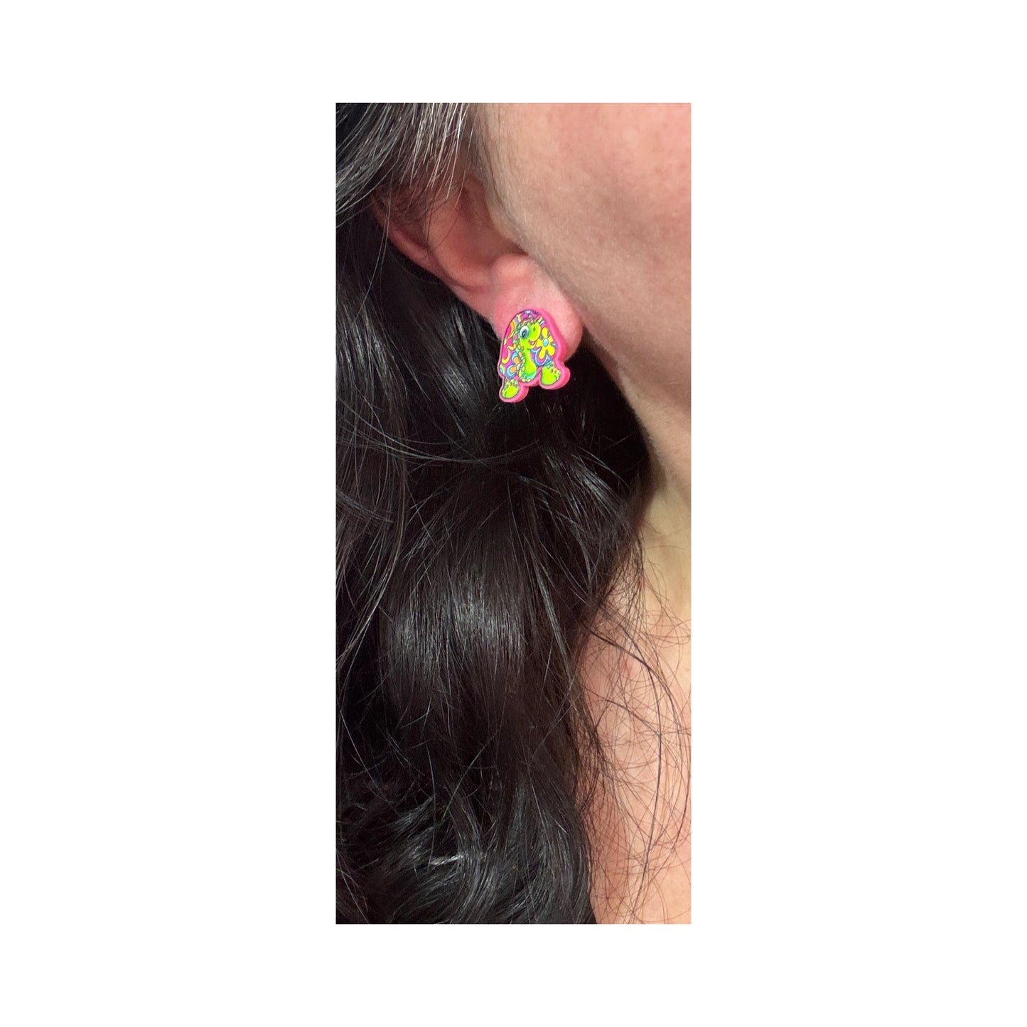 90s Neon Turtle Post Earrings