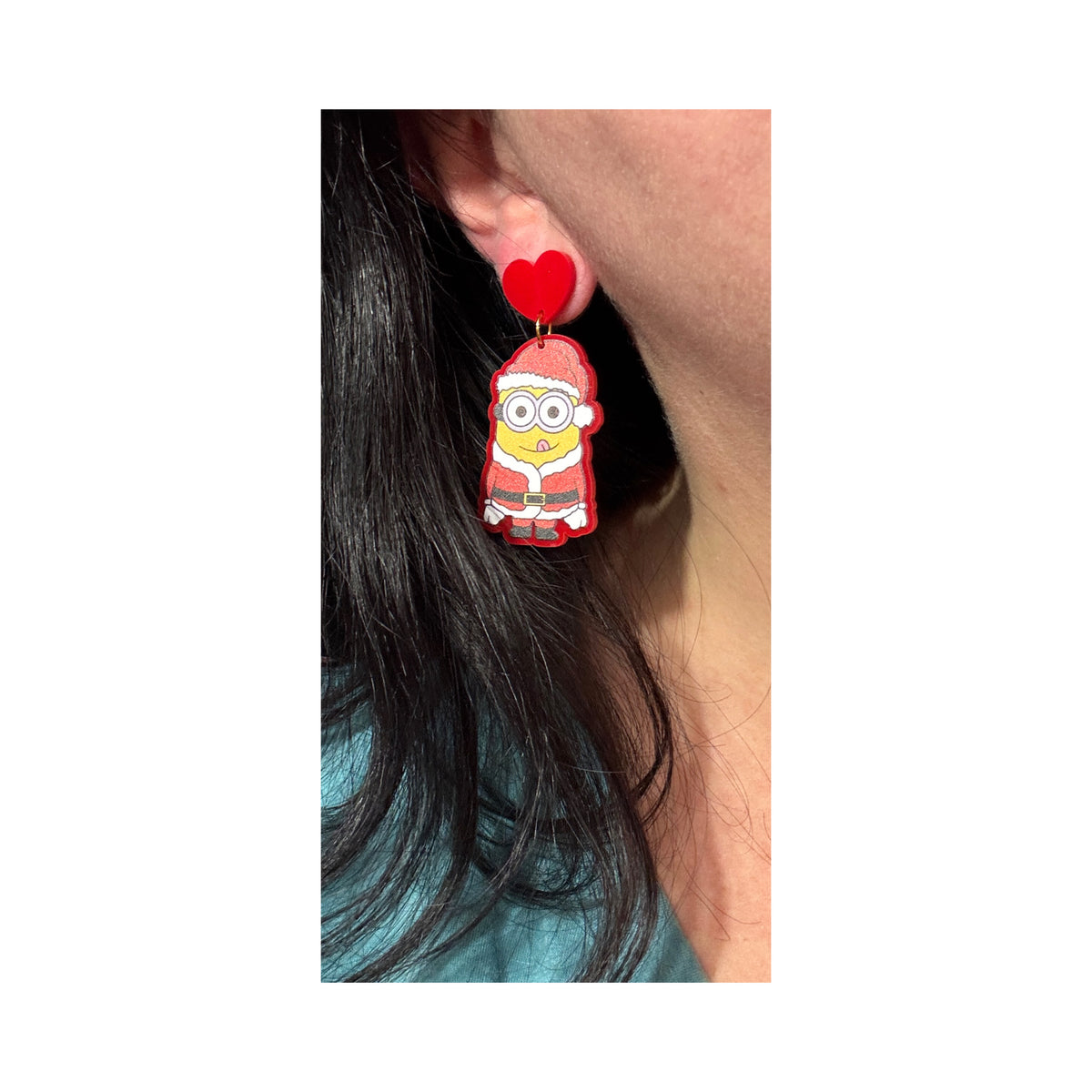Santa Hat Minion Drop Earrings