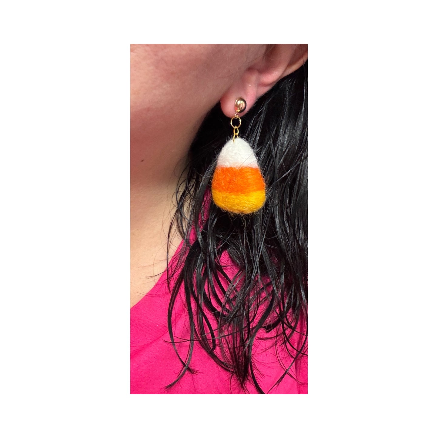Candy Corn Wool Felt Drop Earrings