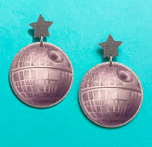 Death Star Acrylic Drop Earrings