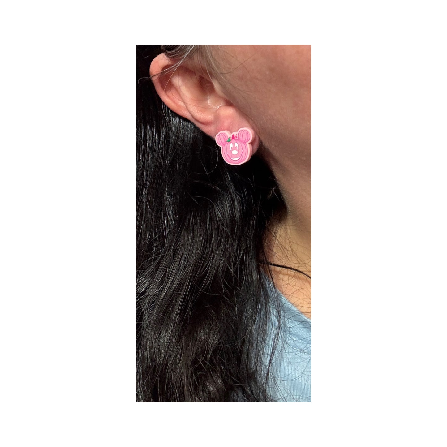 Pink Mouse Pumpkin Post Earrings