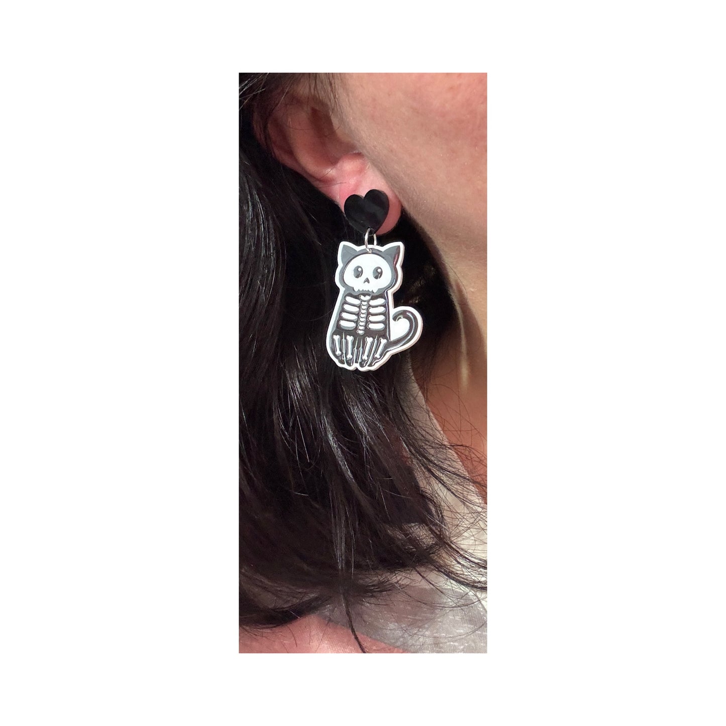 Kitty Skeleton Cutie Drop Earrings