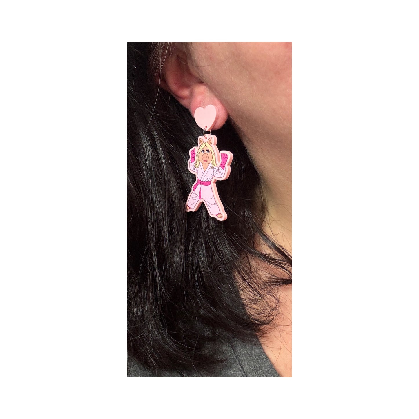 Karate Queen Piggy Drop Earrings