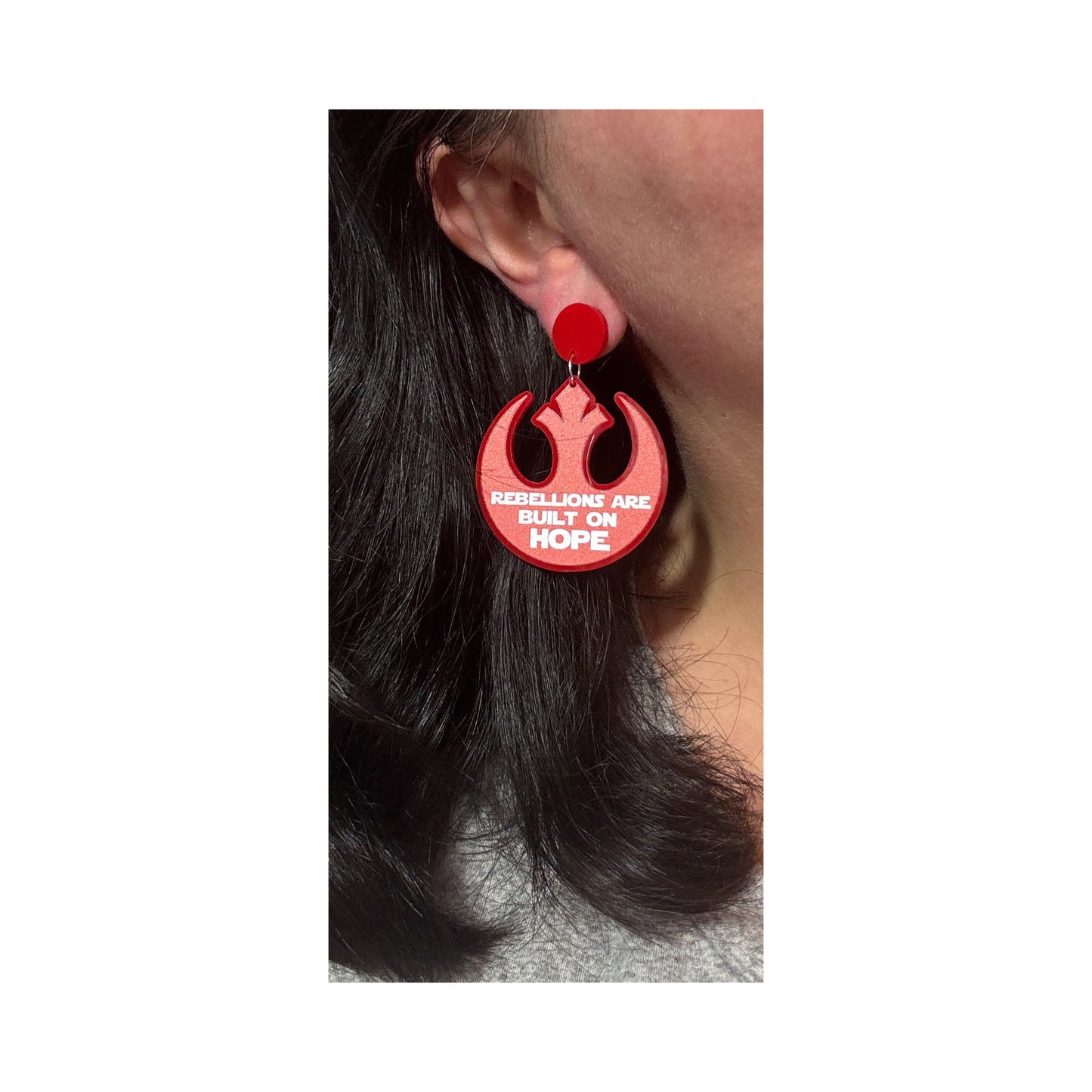 Rebellions Are Built On Hope Red Drop Earrings