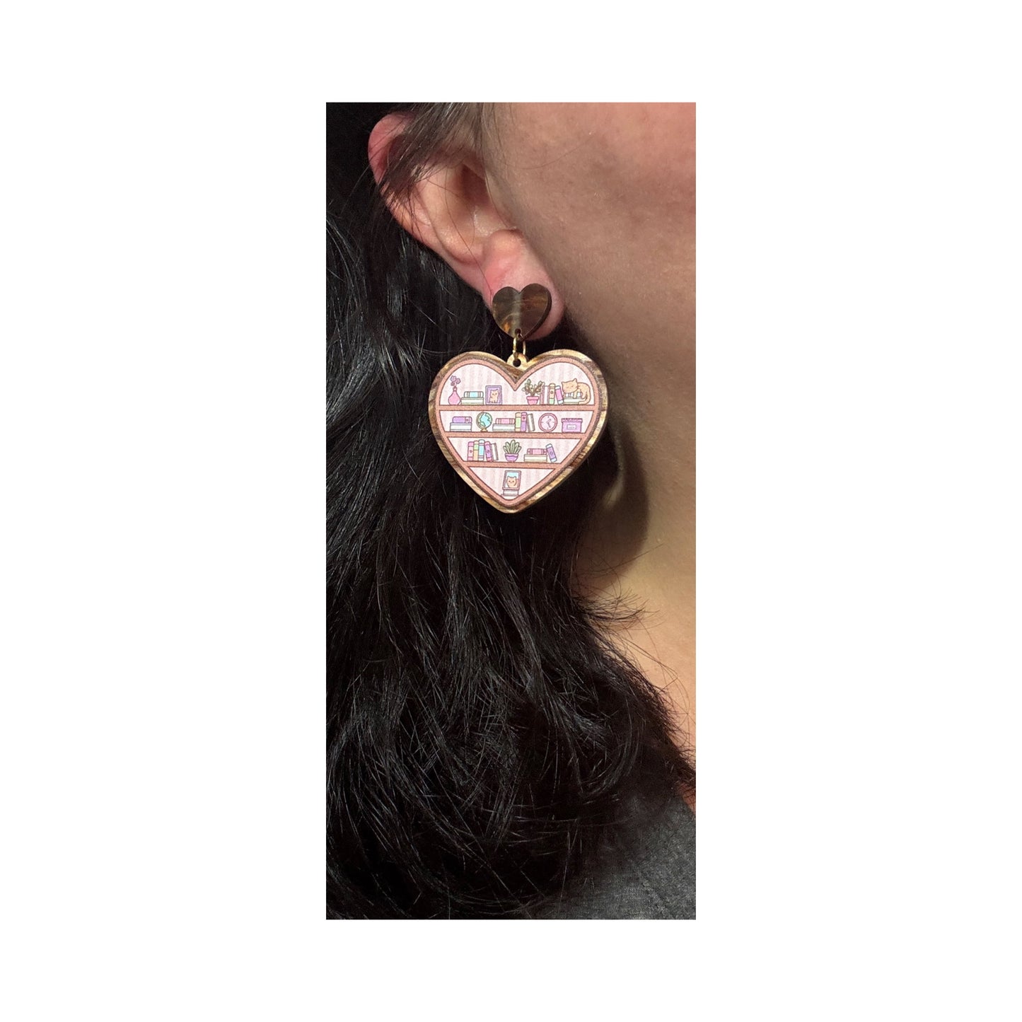Heart Bookshelf Drop Earrings