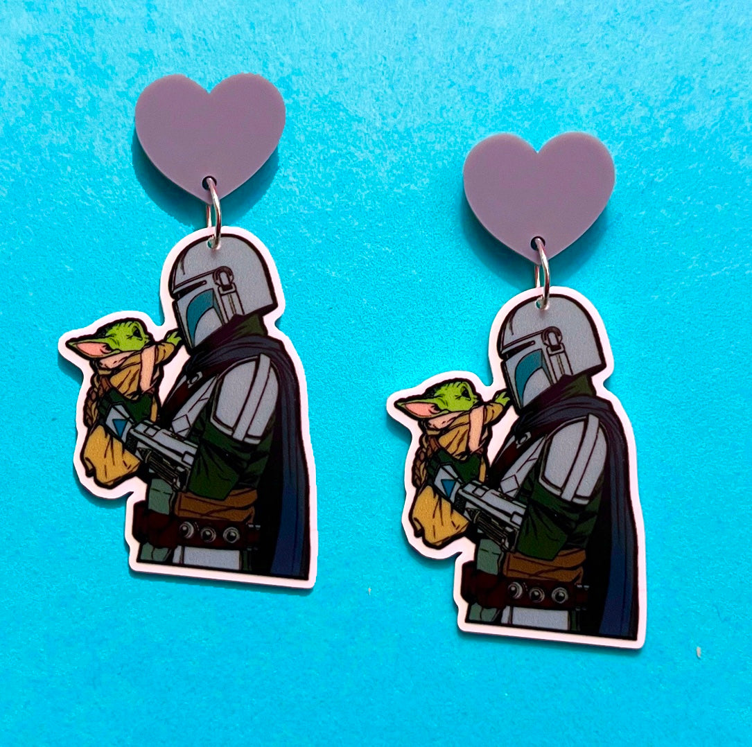 Mando & Child Acrylic Drop Earrings