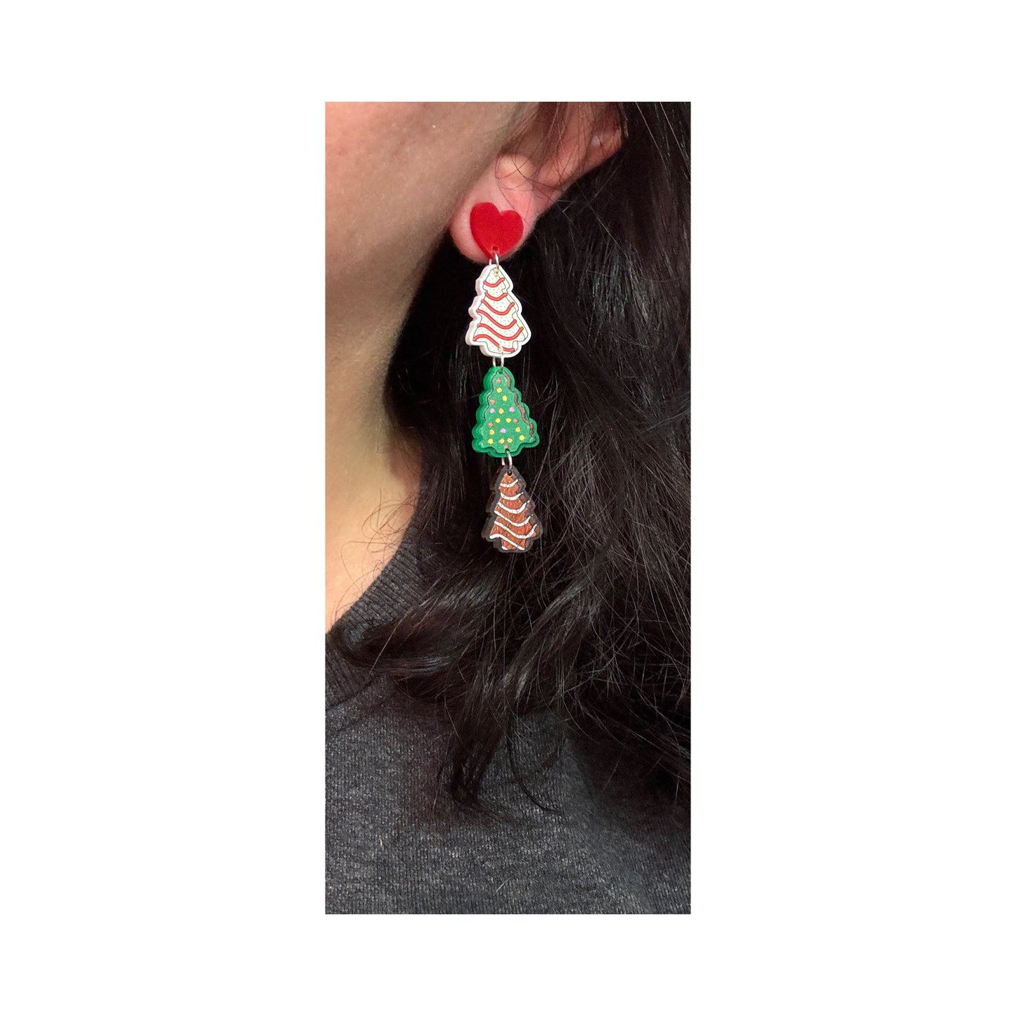 Christmas Tree Cake Tiered Drop Earrings