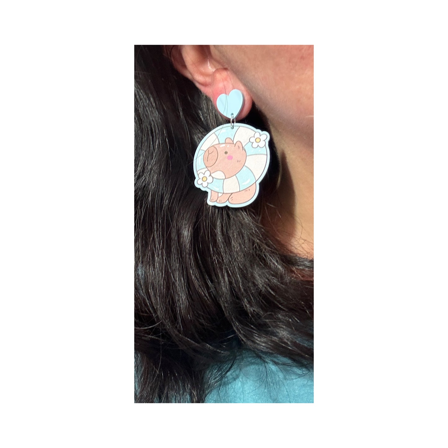 Capybara Pool Cutie Drop Earrings