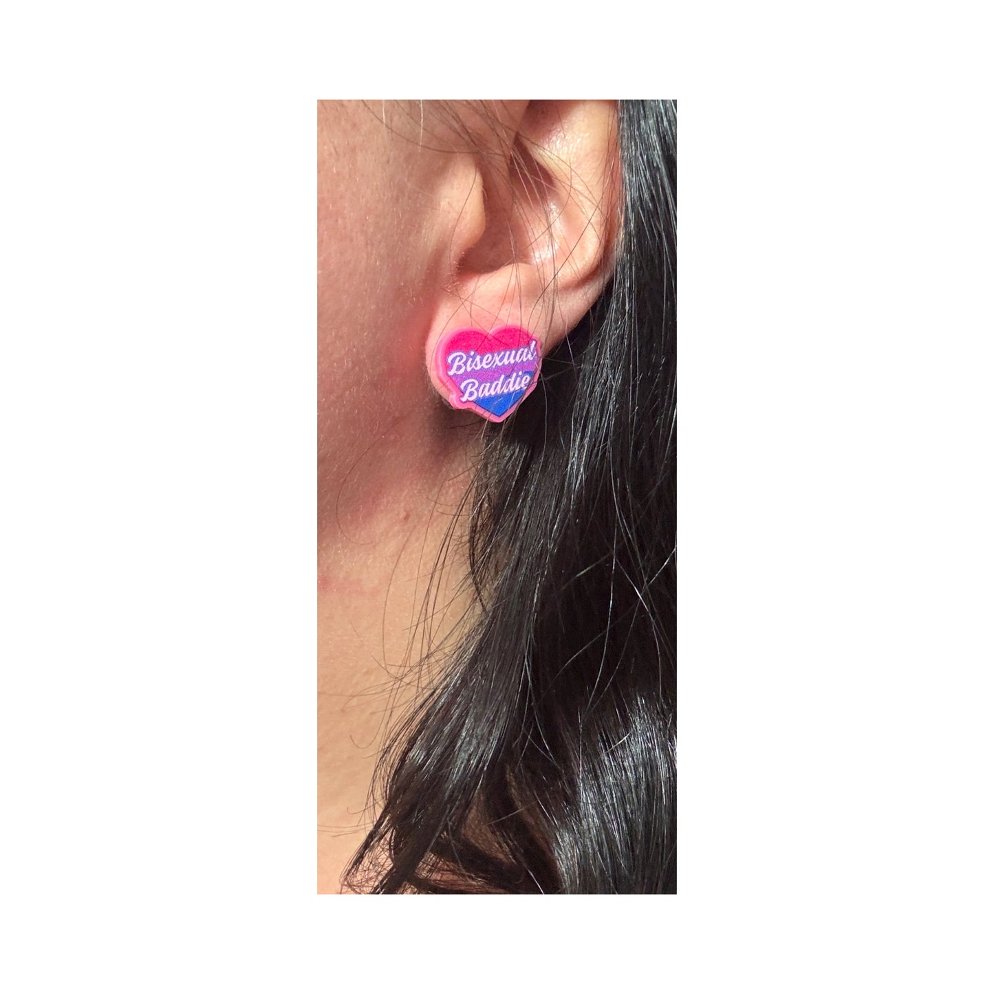 Bisexual Baddie Heart Post Earrings