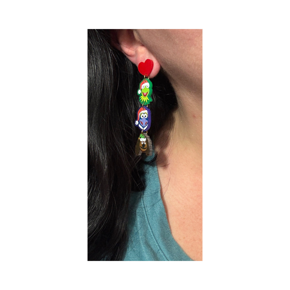 Holiday Puppet Pals Tiered Drop Earrings