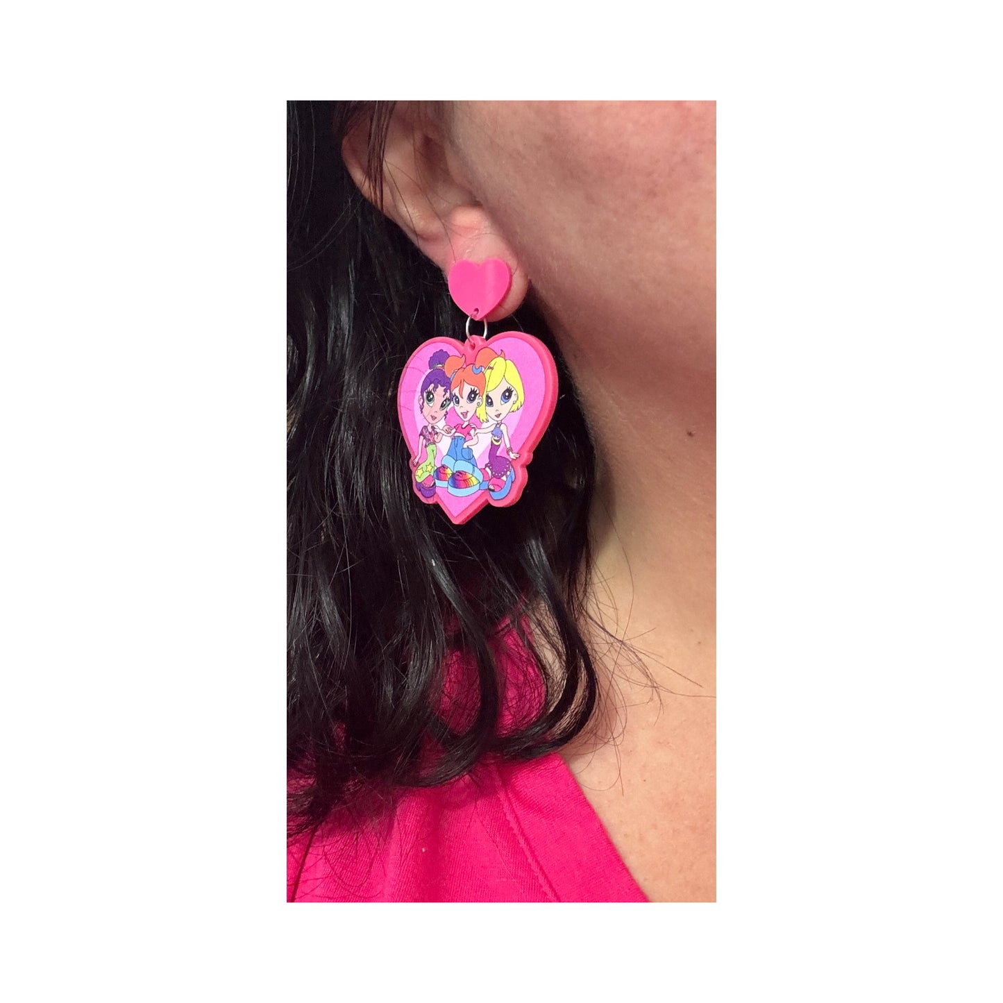 90s Neon Girlies Heart Drop Earrings