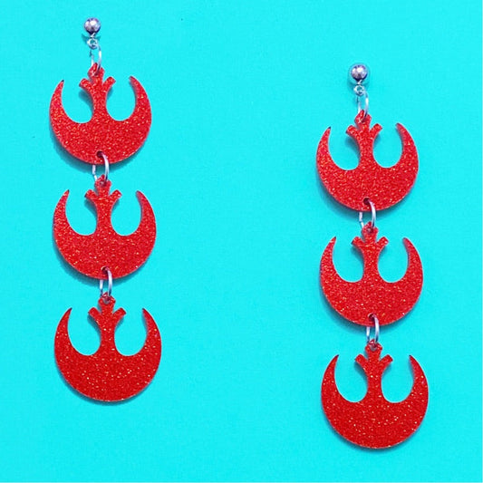 Sparkle Red Rebel Alliance Tiered Drop Earrings