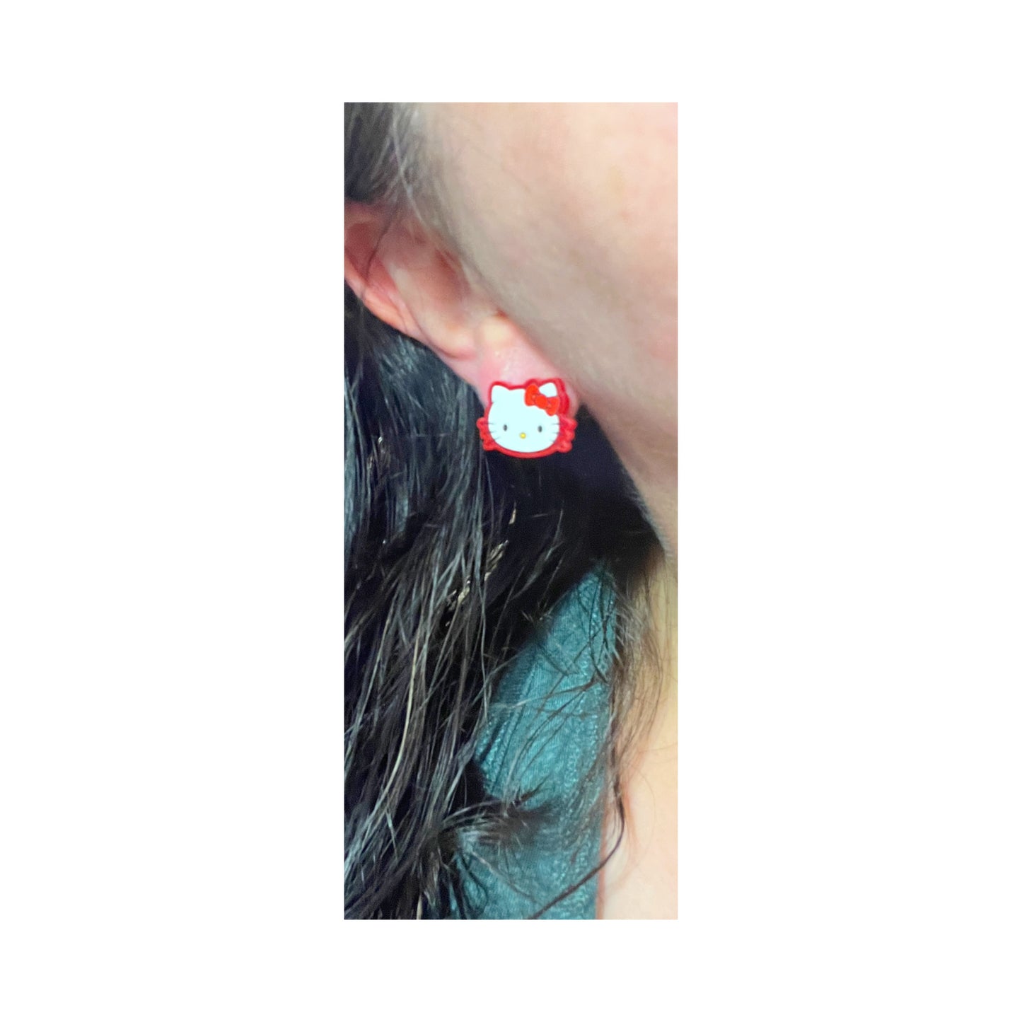 Kawaii Red Kitty Post Earrings