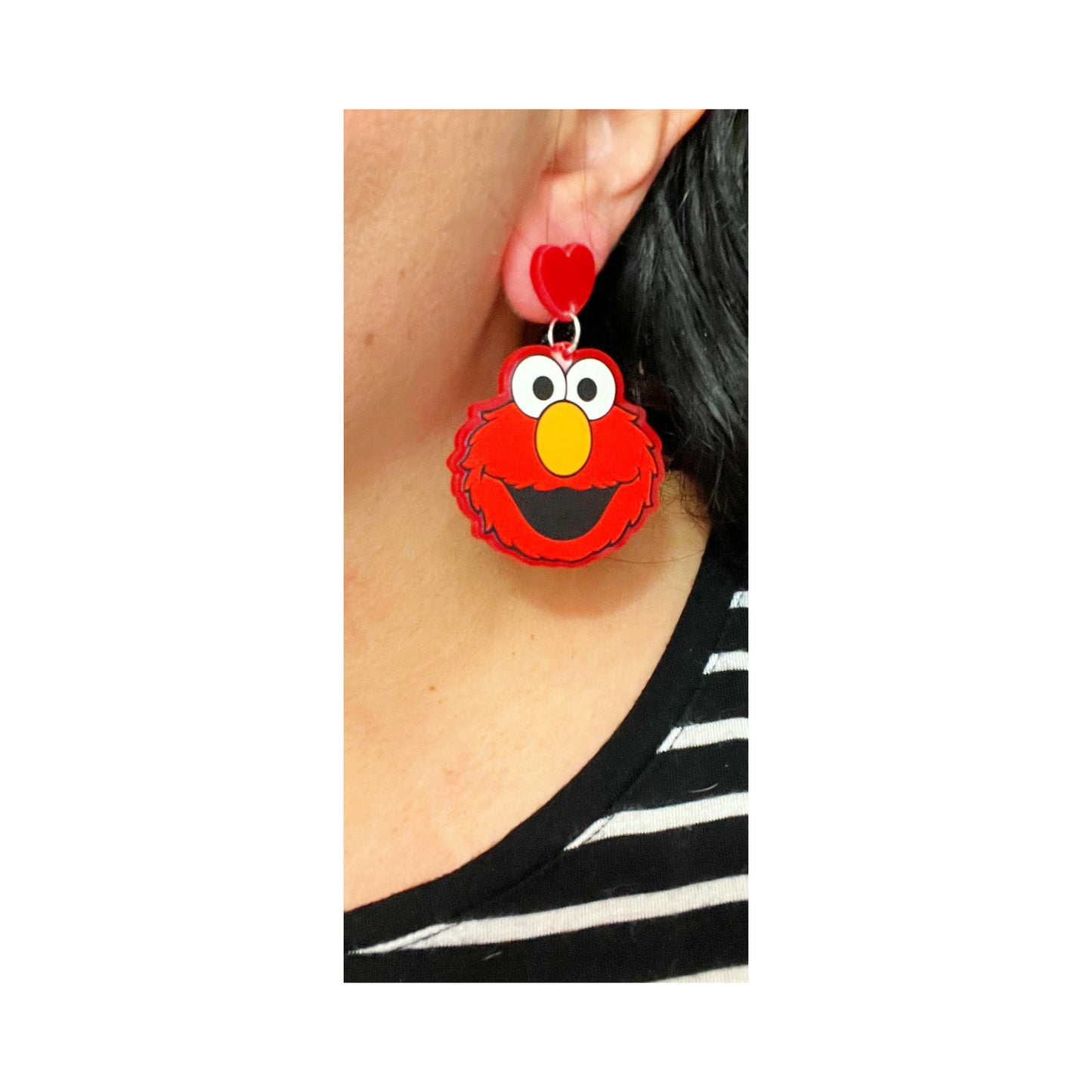 Red Furry Monster Drop Earrings
