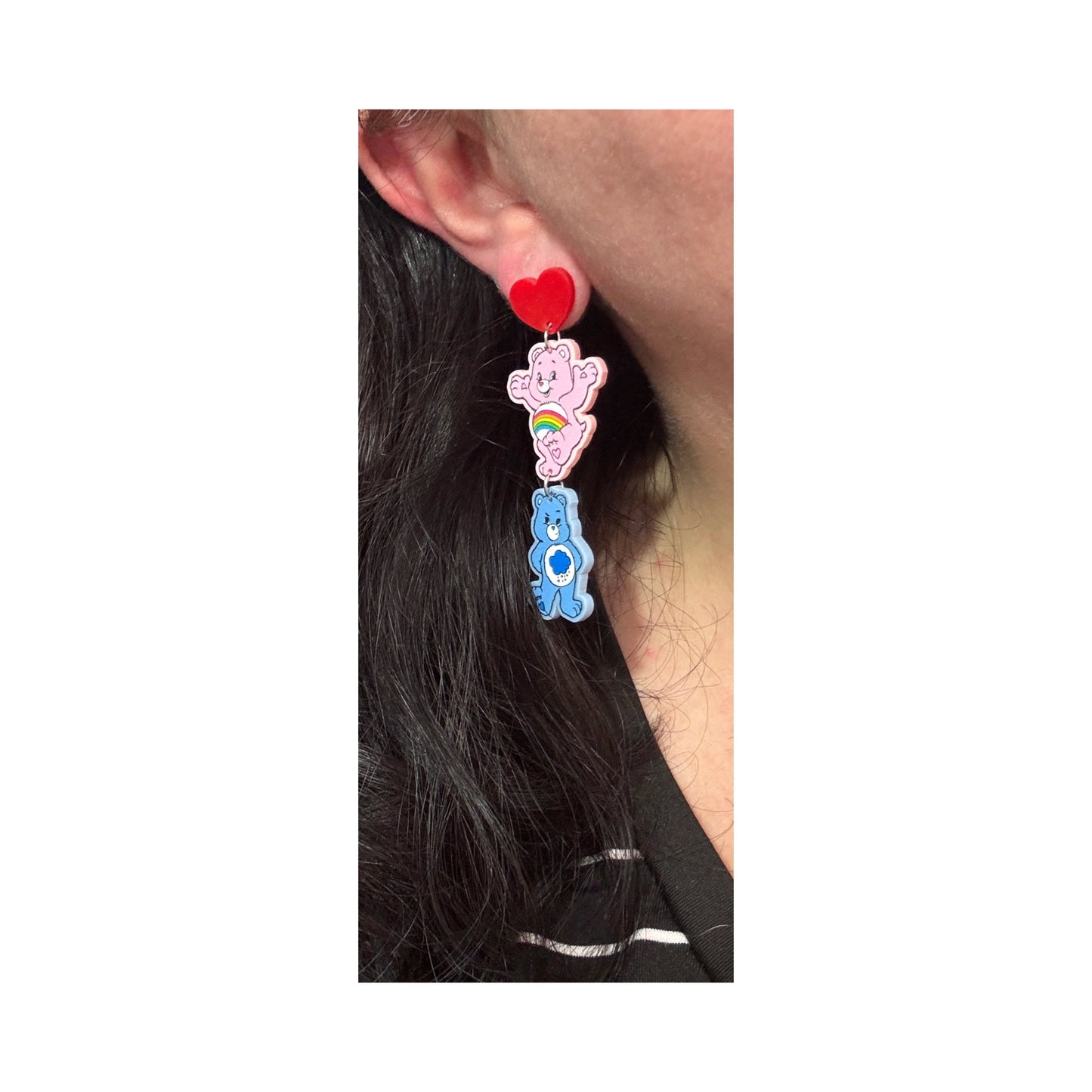 Rainbow Bears Tiered Drop Earrings