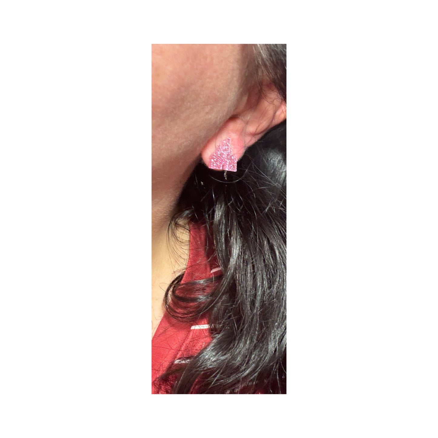 Light Pink Glitter Castle Post Earrings