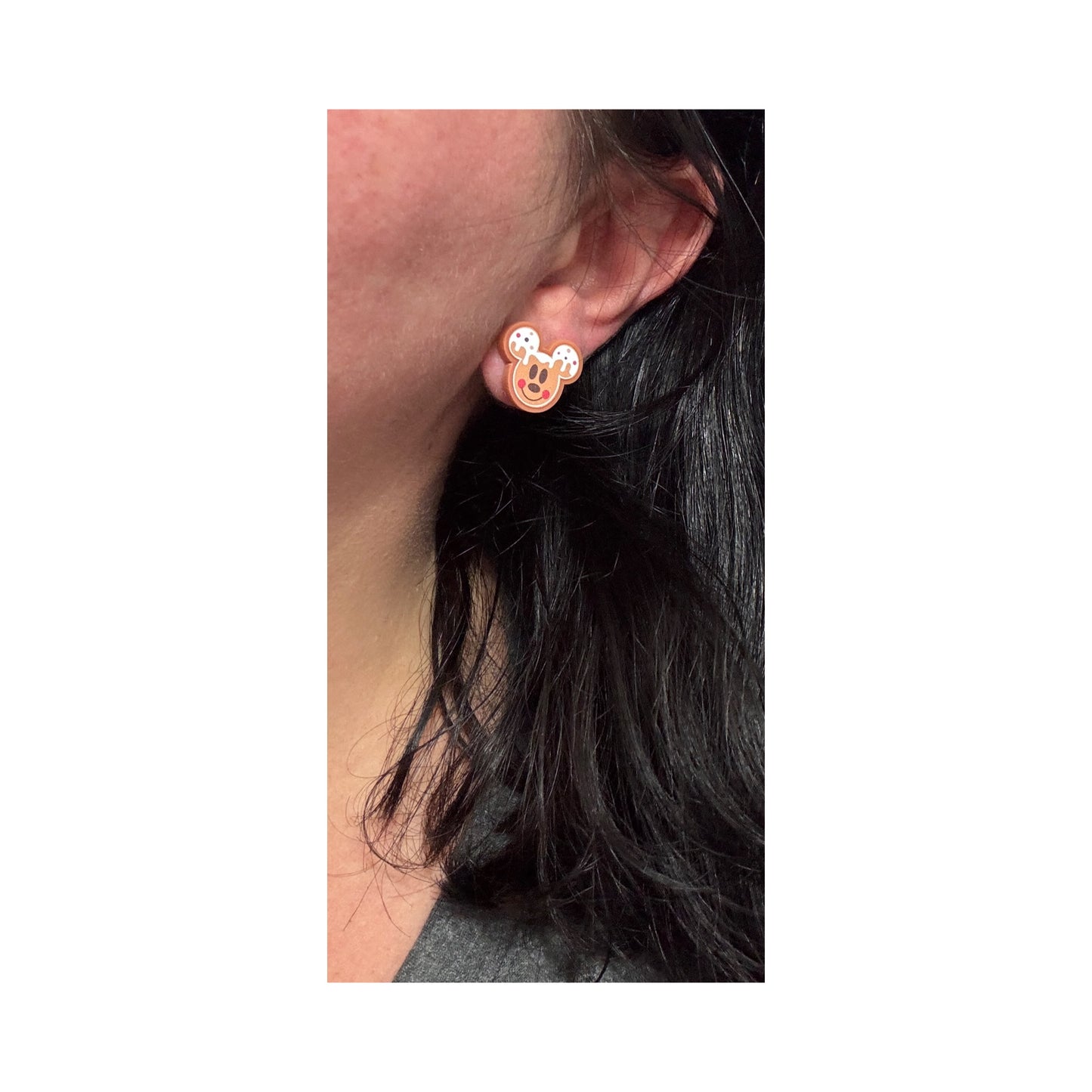 Mouse Couple Frosted Gingerbread Post Earrings