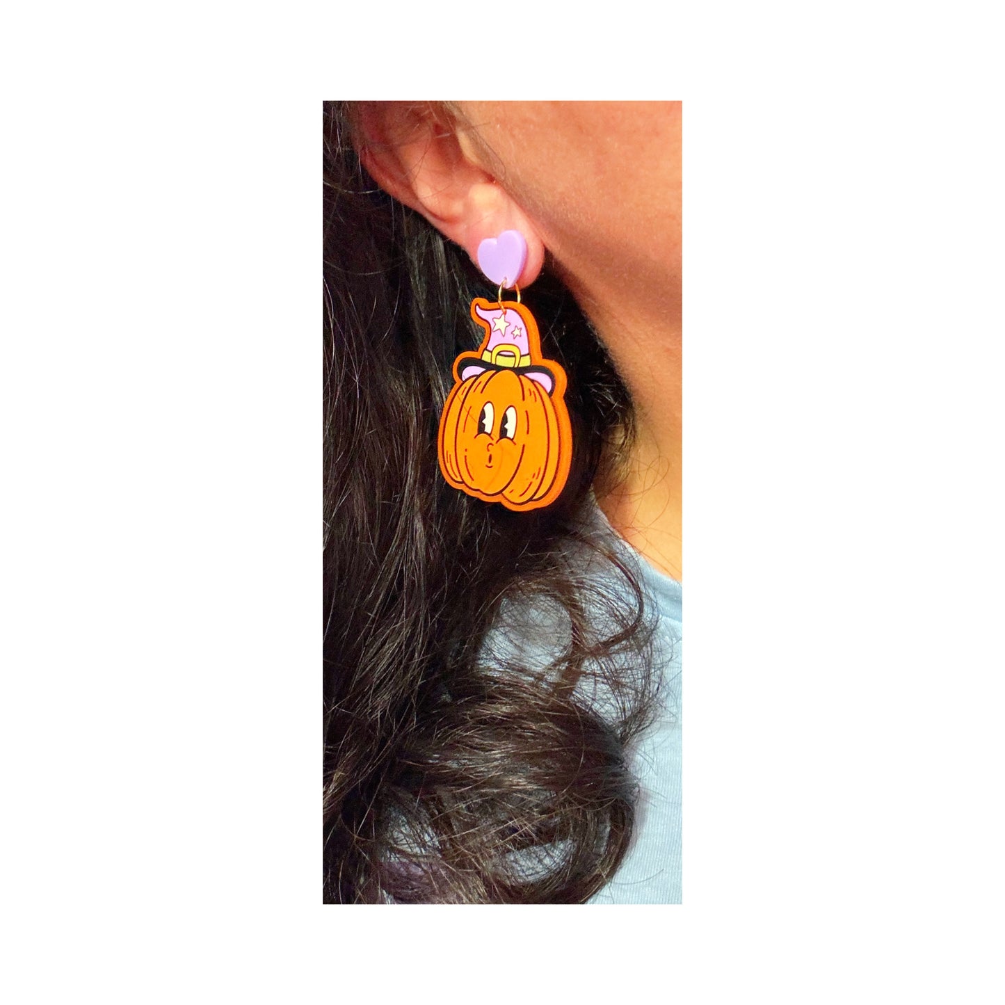 Retro Witchy Pumpkin Drop Earrings