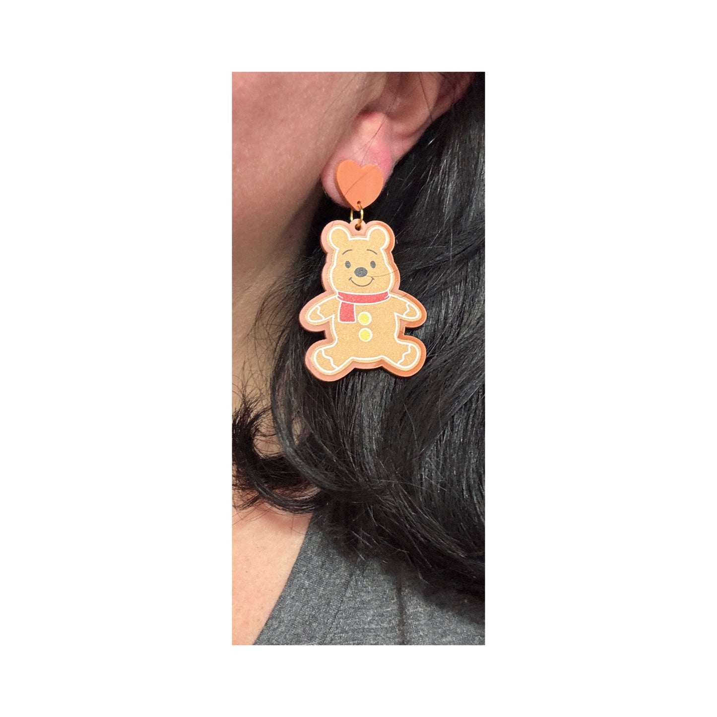 Gingerbread Pooh & Piglet Drop Earrings
