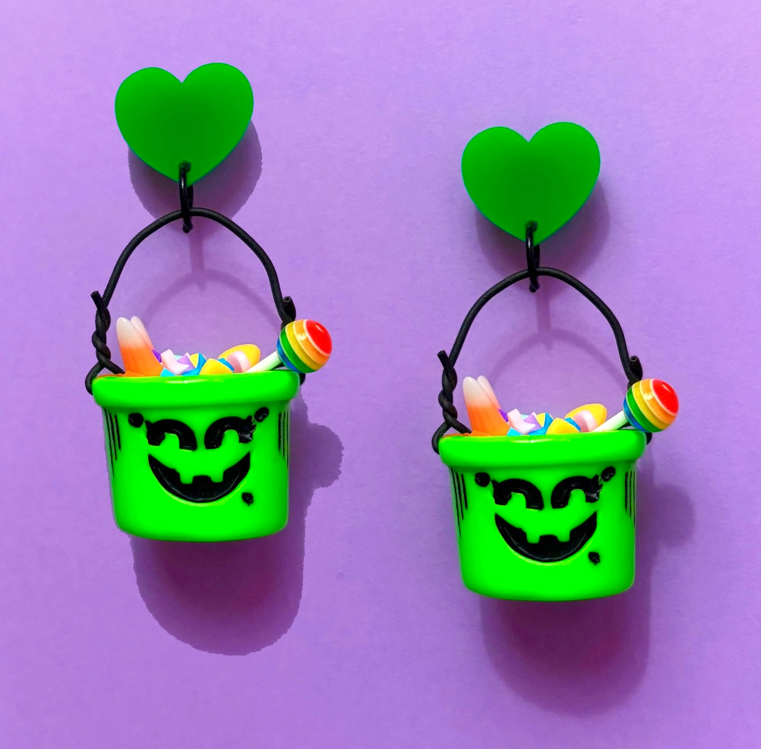 Witch Bucket 3D Drop Earrings