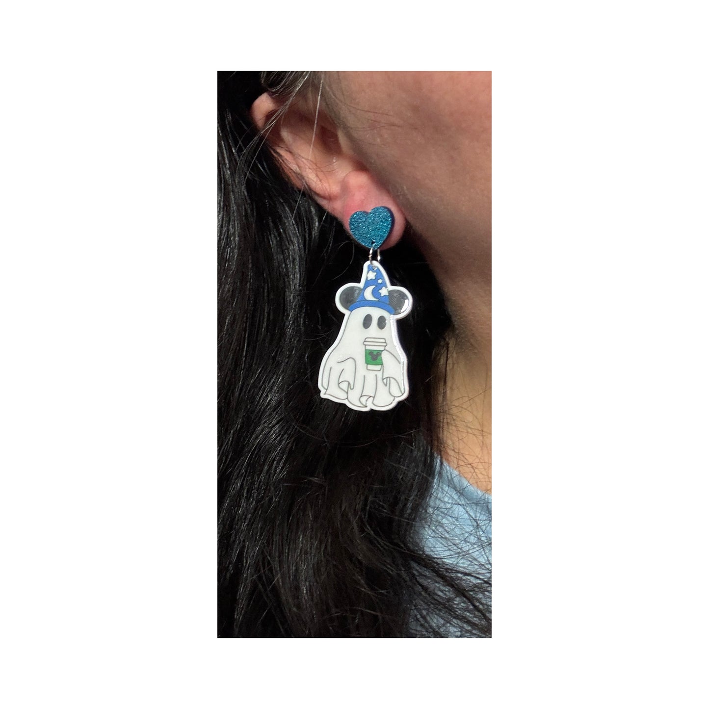 Sorceror Mouse Ghost Drop Earrings