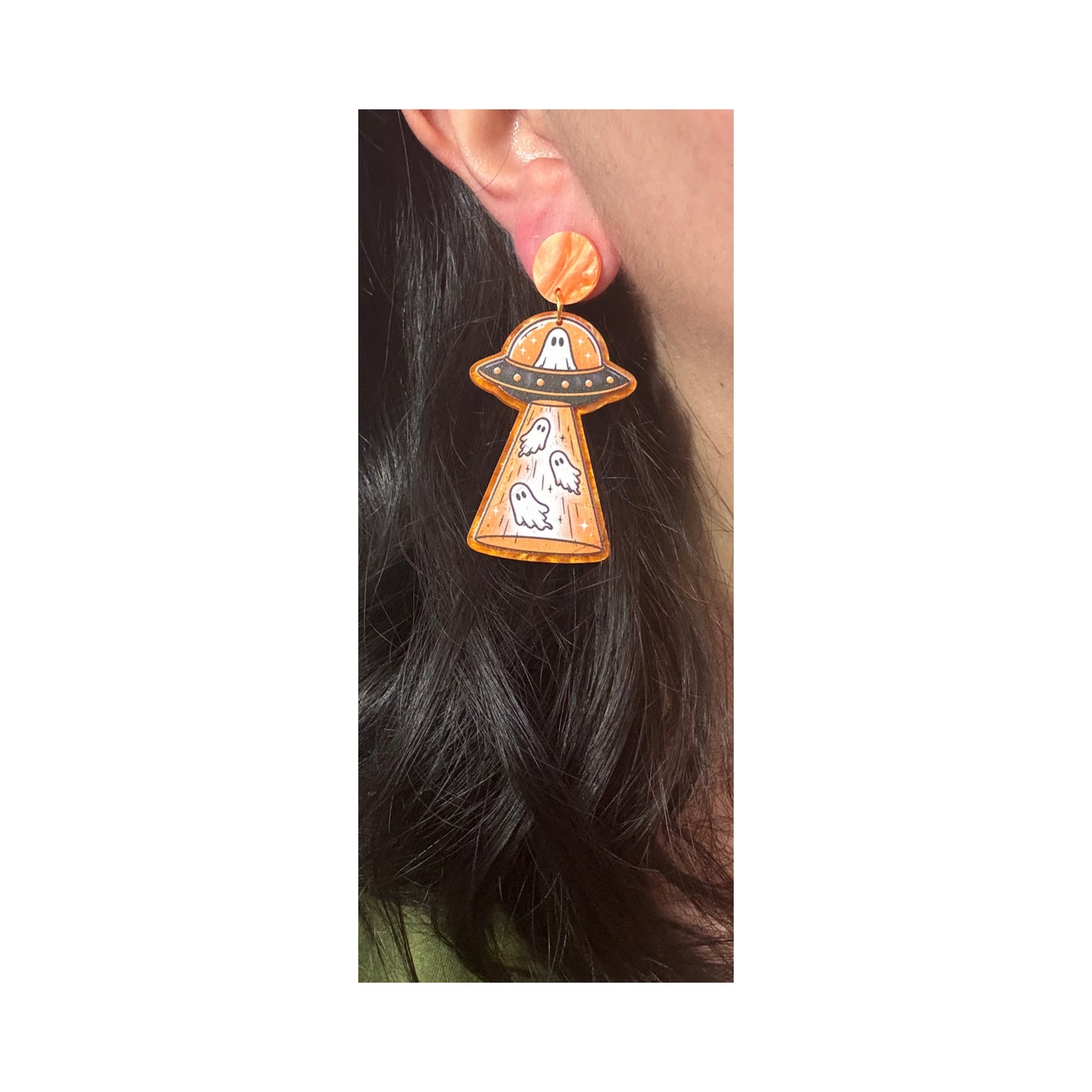 Spooky Ghost Saucer Drop Earrings