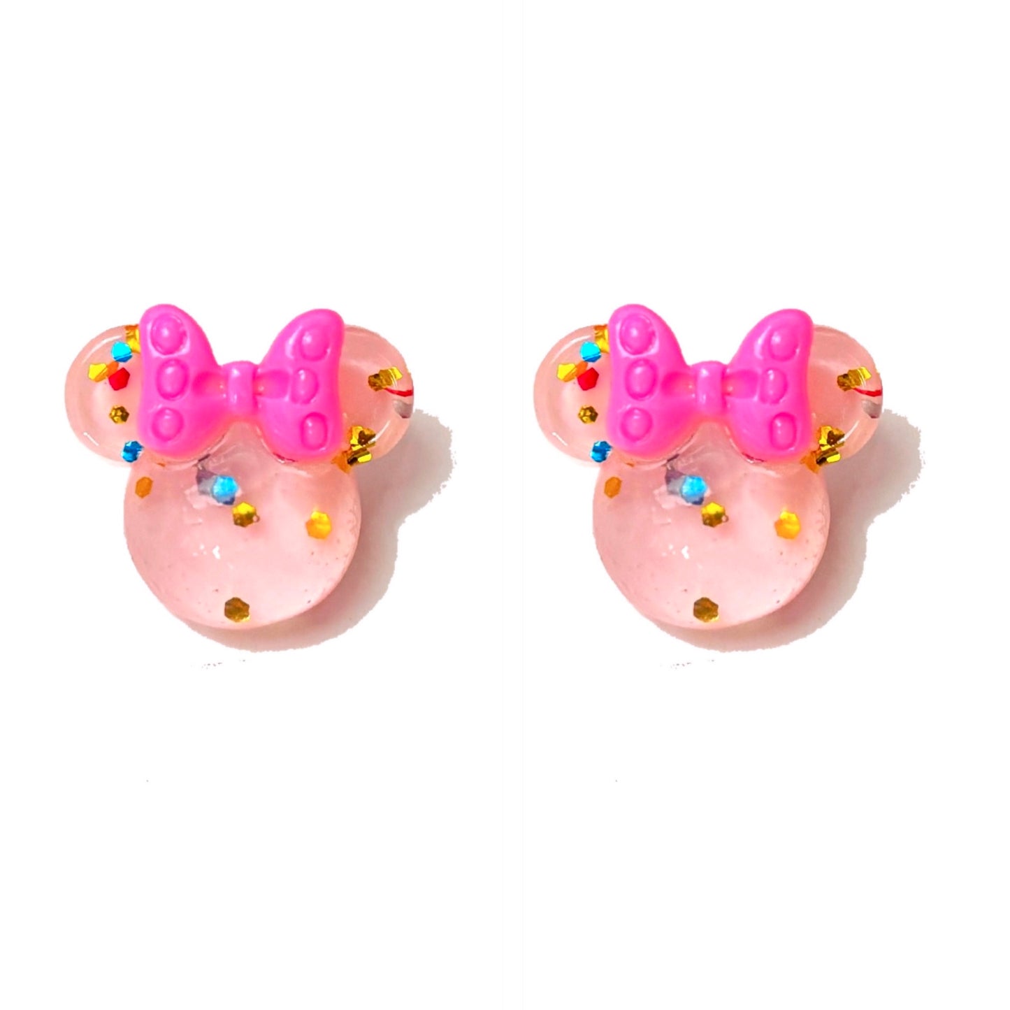 Pink Confetti Mouse Post Earrings