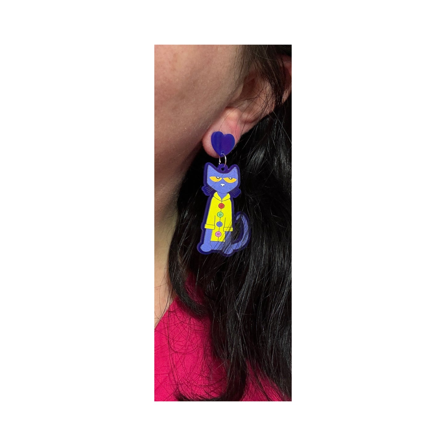 Blue Cat Drop Earrings