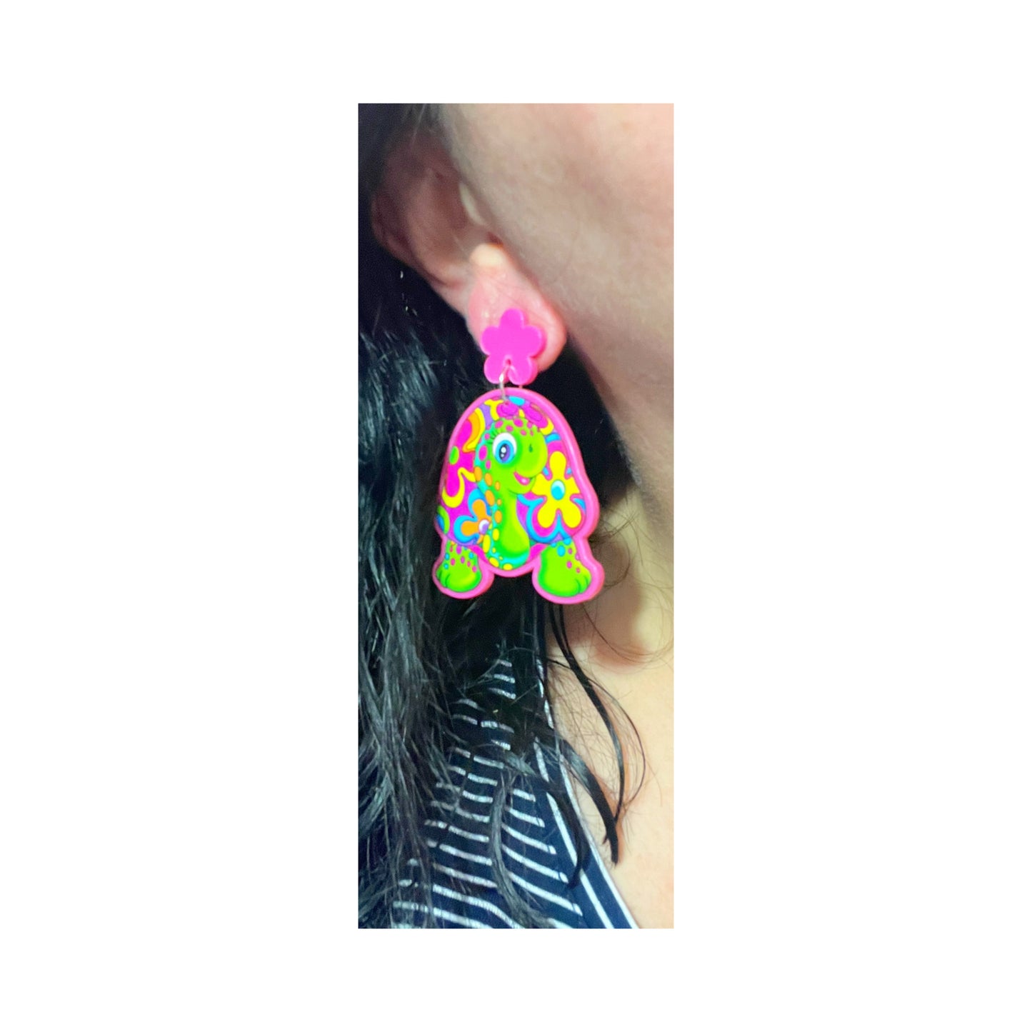 90s Neon Turtle Drop Earrings