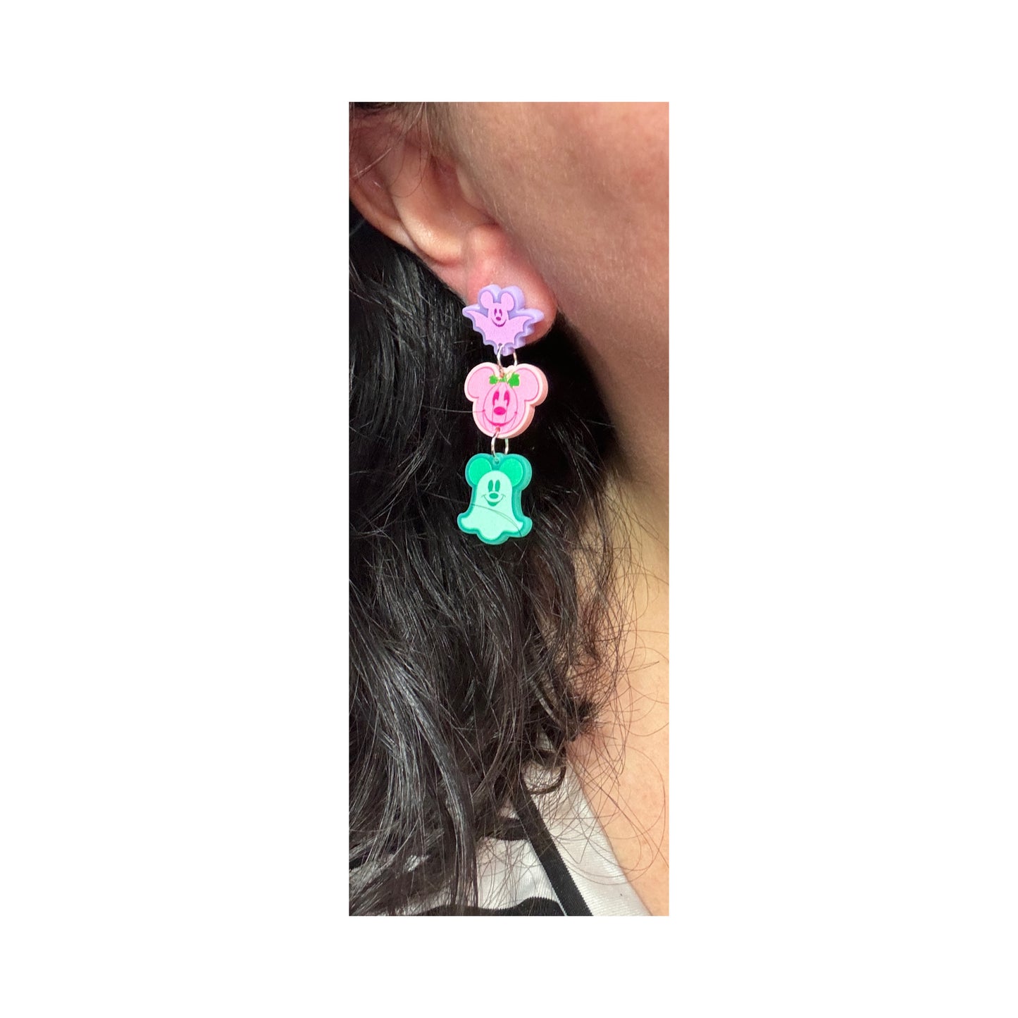 Pastel Mouse Halloween Tiered Drop Earrings