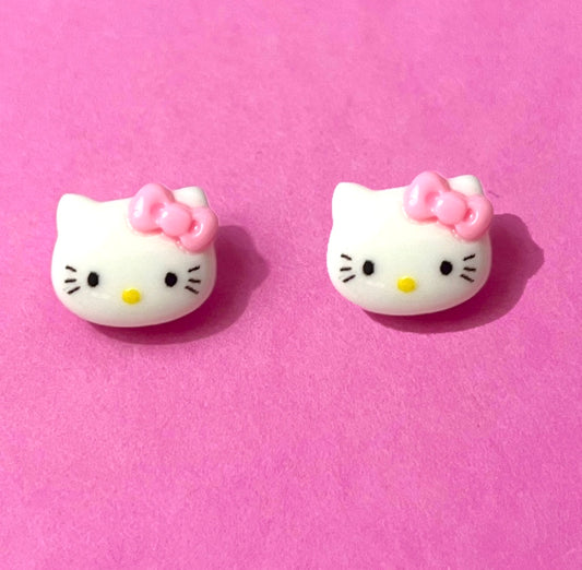 Kawaii Pink Kitty Post Earrings