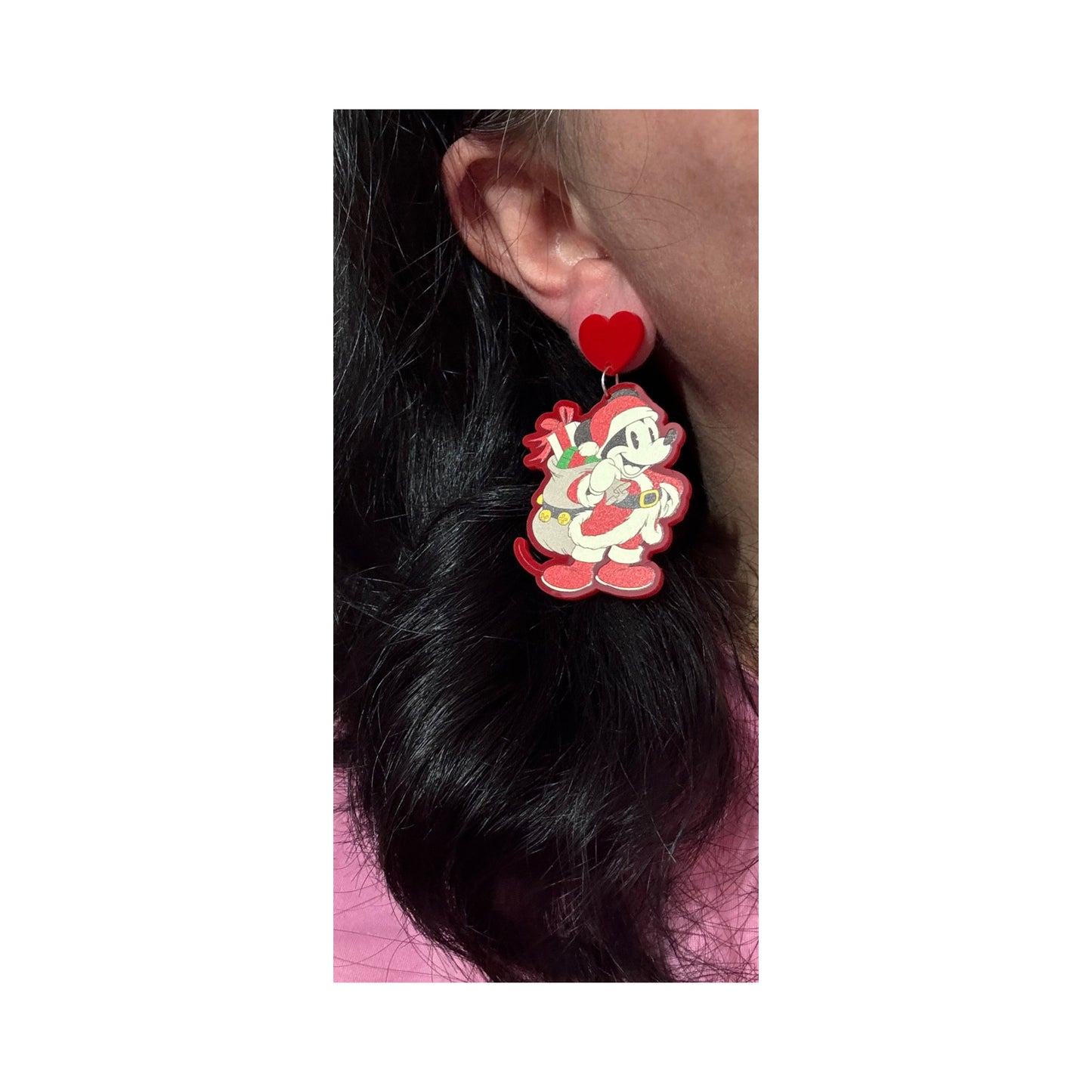 Vintage Santa Mouse Drop Earrings