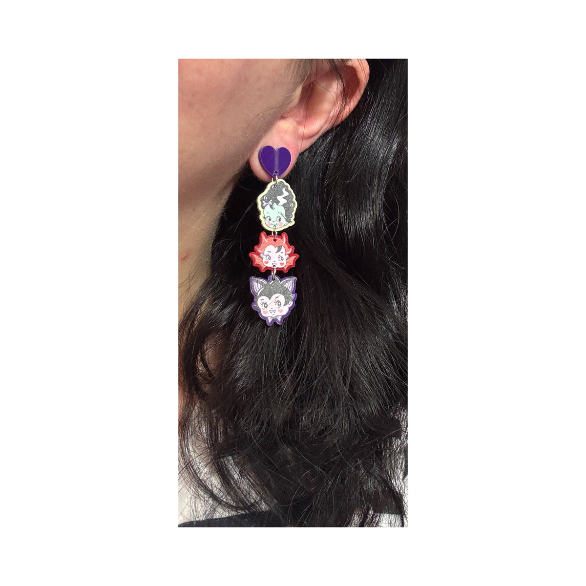 Spooky Cutie Dolls Tiered Drop Earrings