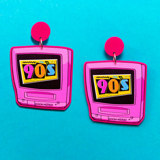 90s Pink TV Drop Earrings