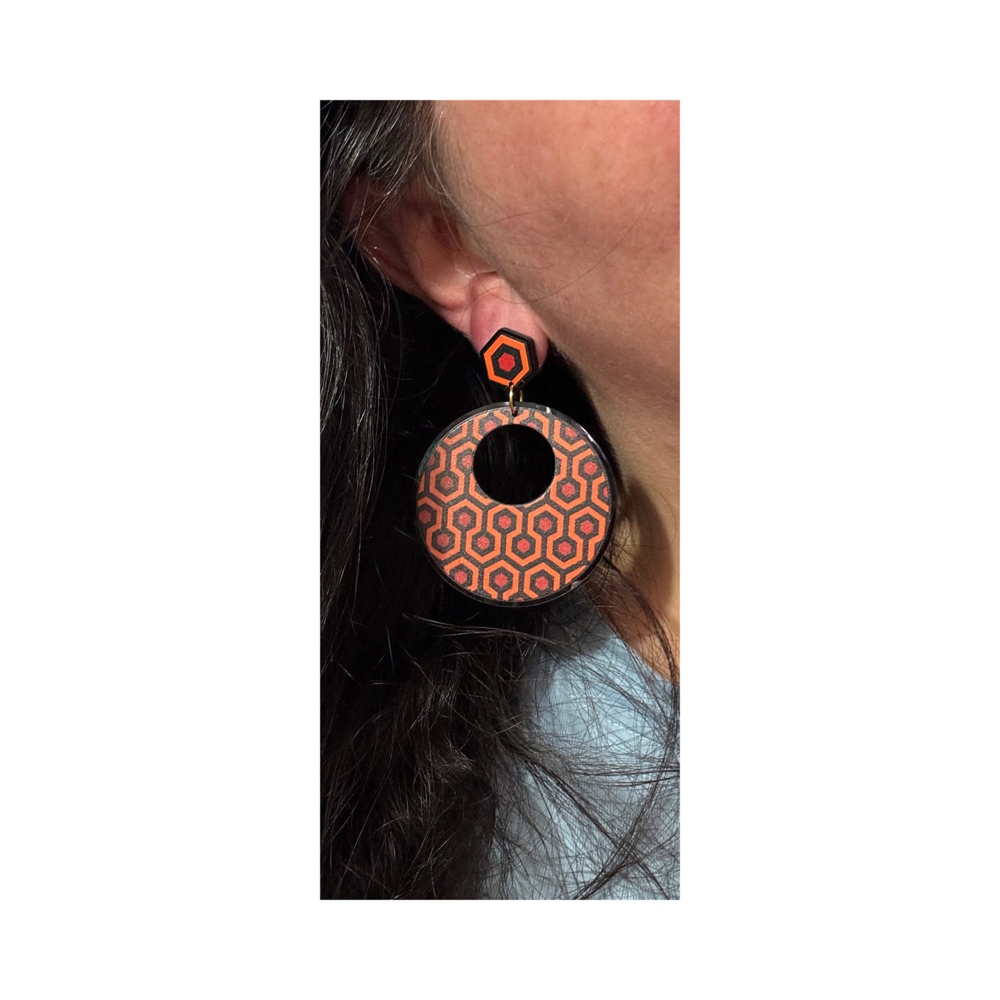 Overlook Print Retro Round Drop Earrings