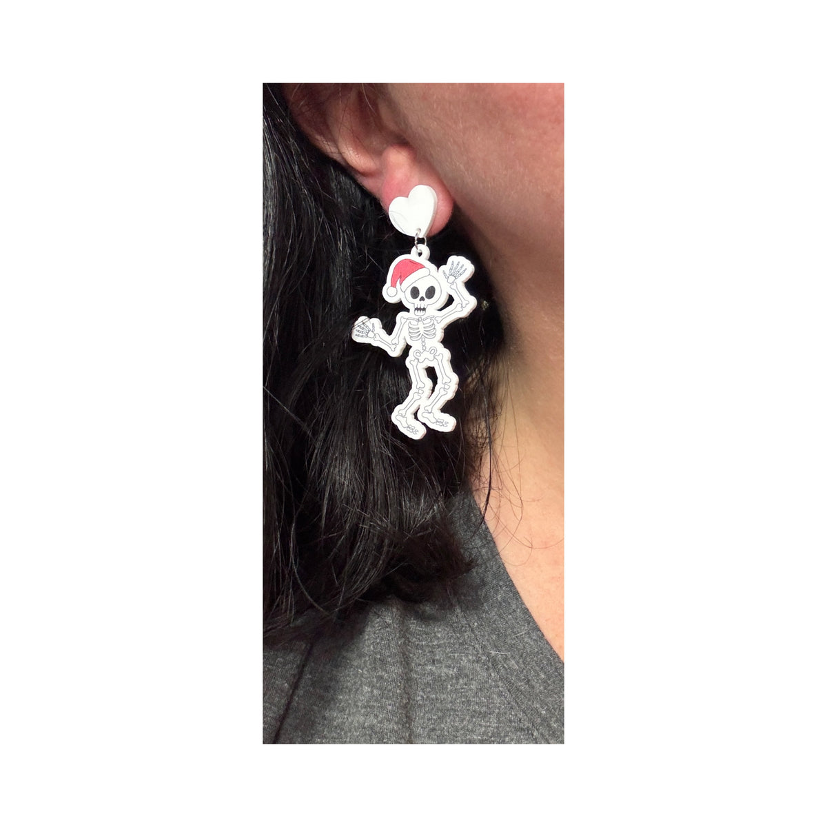 Santa Hat Skeleton Drop Earrings