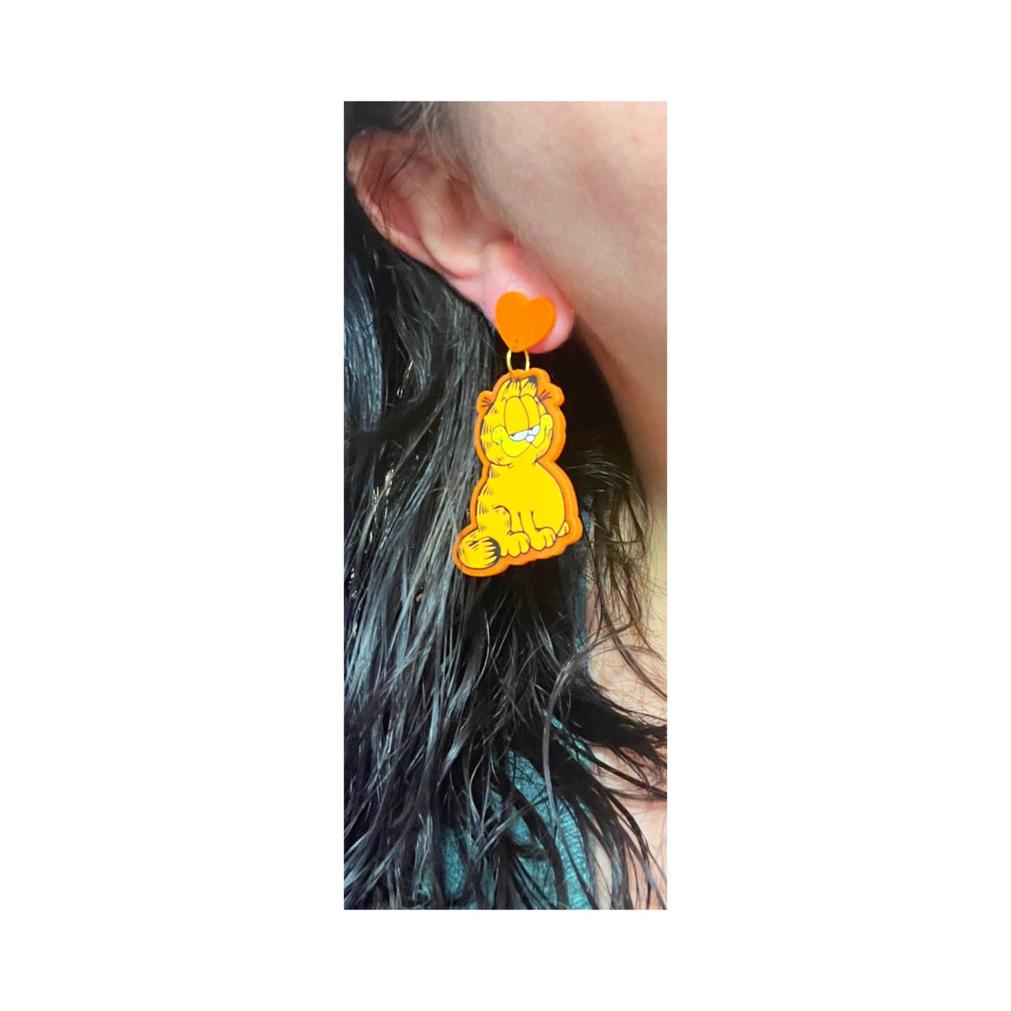 Fat Orange Cat Drop Earrings