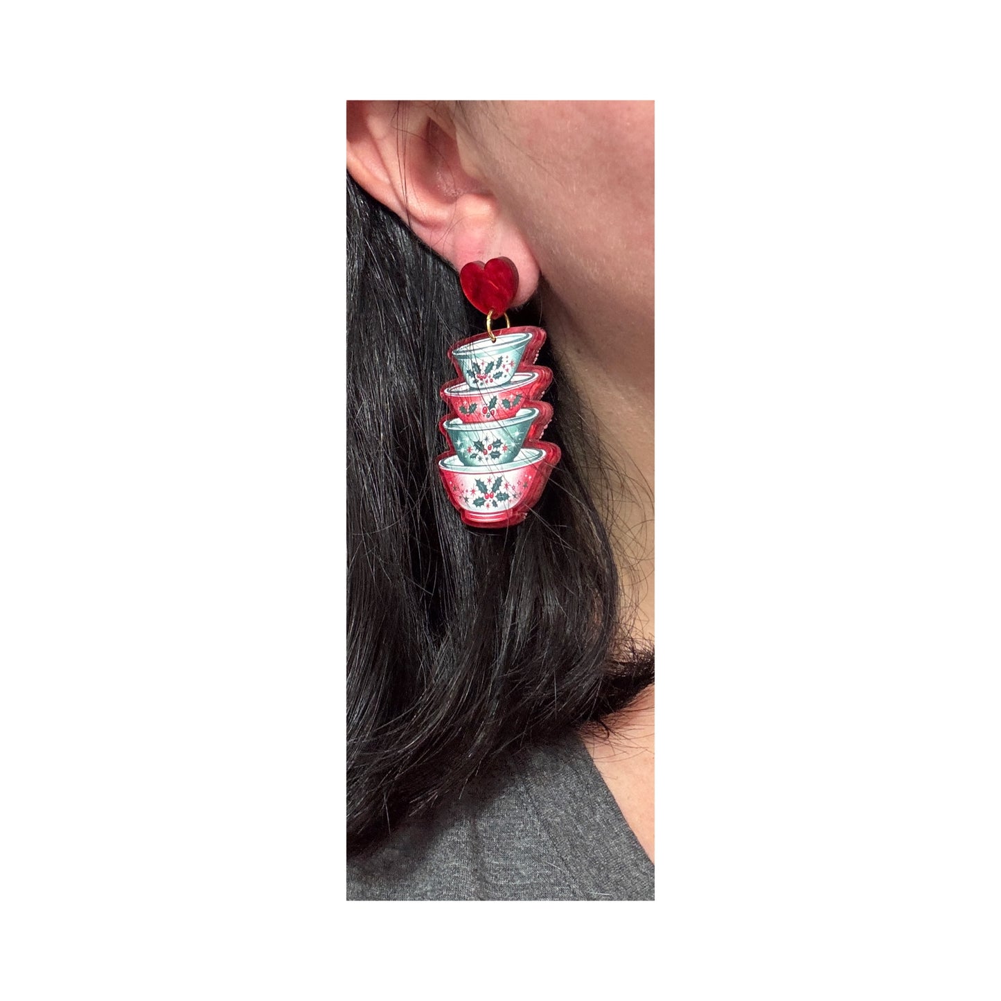 Christmas Pyrex Drop Earrings