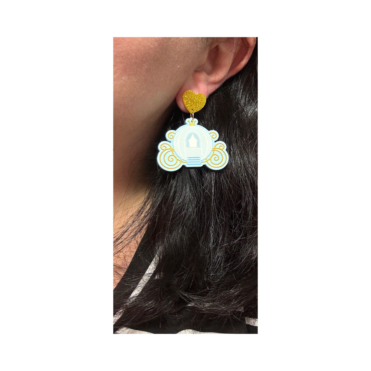 Princess Carriage Light Blue Drop Earrings