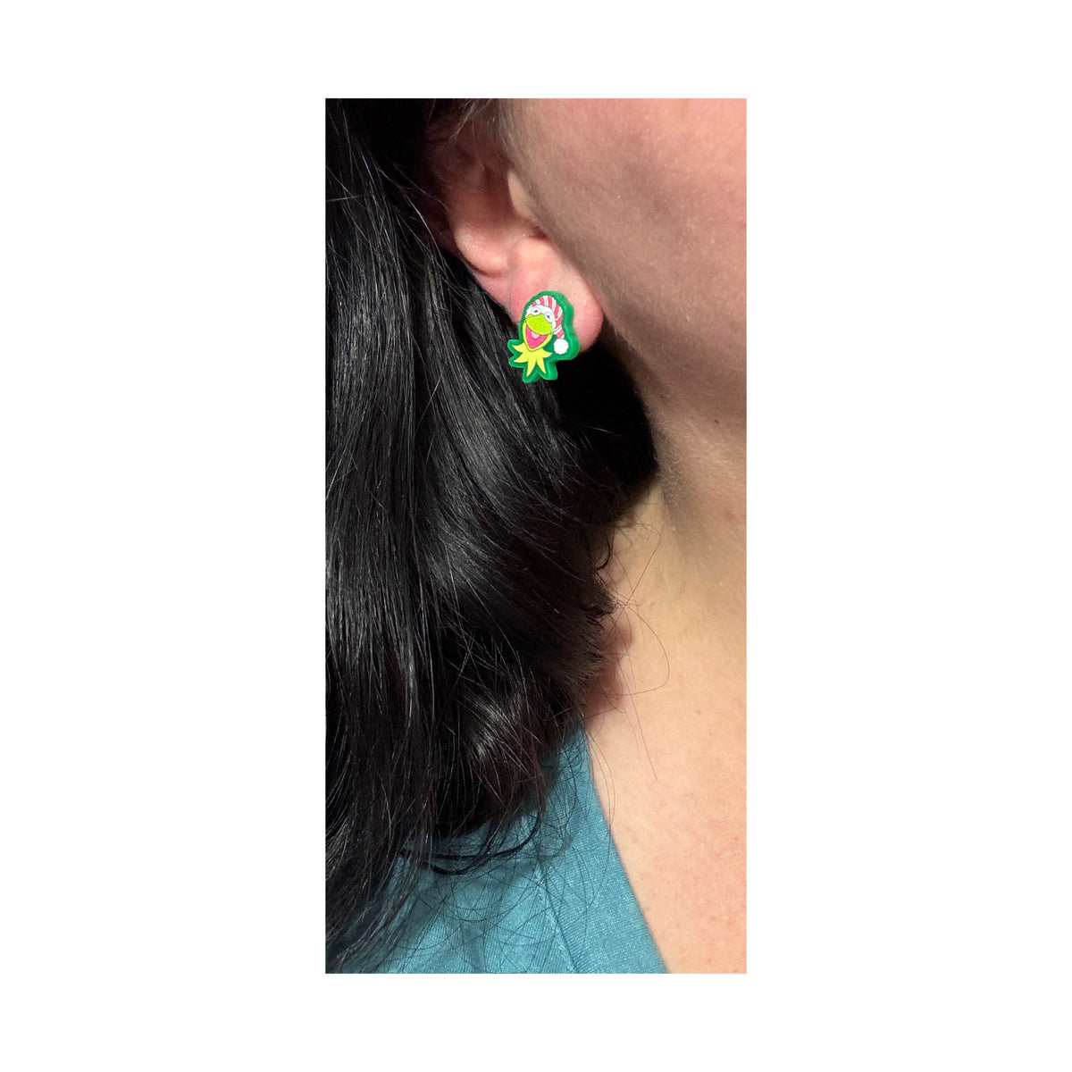 Holiday Kermie & Piggy Post Earrings