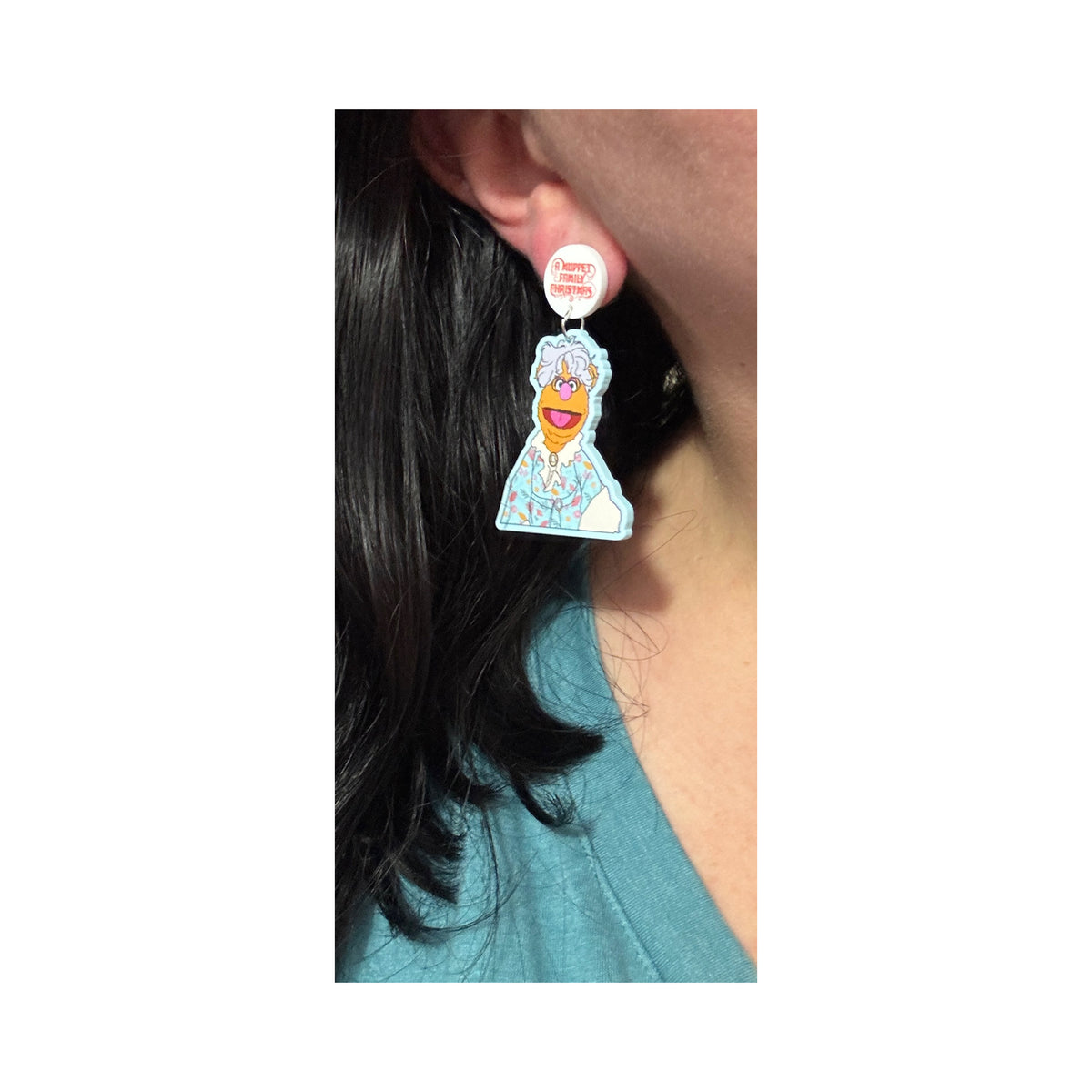 Family Christmas Ma Bear Drop Earrings