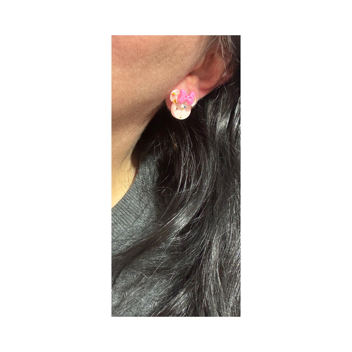 Pink Confetti Mouse Post Earrings
