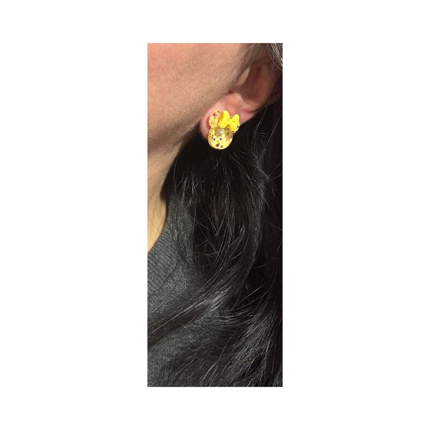 Yellow Confetti Mouse Post Earrings