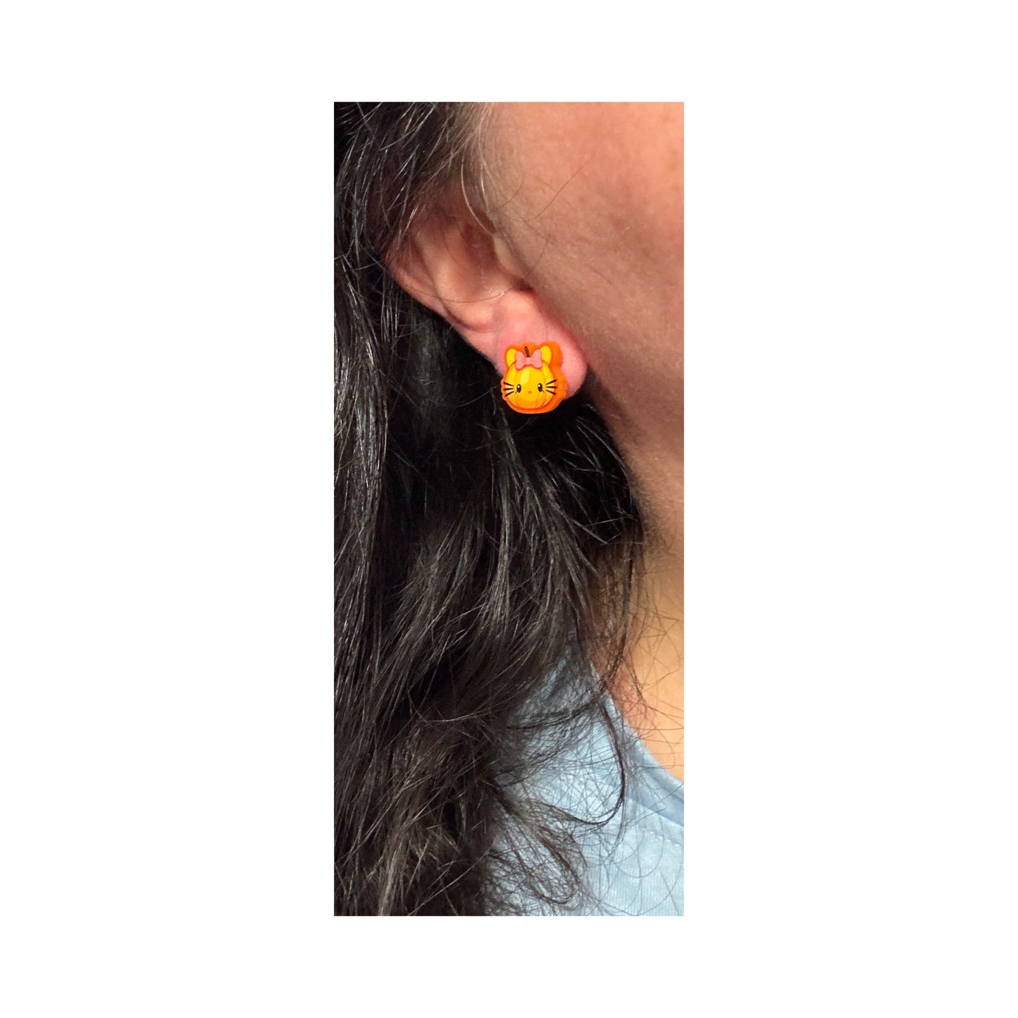 Pumpkin Kitty Post Earrings