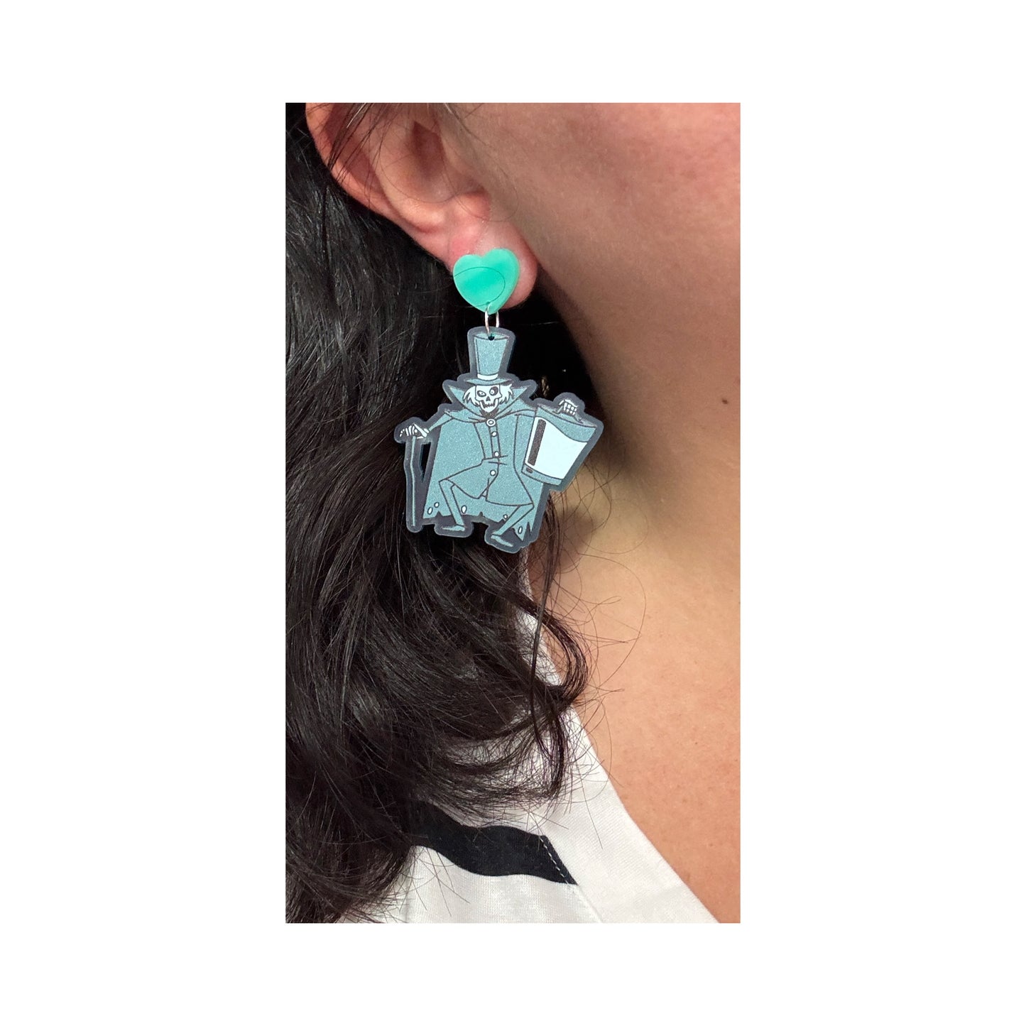 Hat Box Ghost Drop Earrings