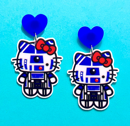 R2 Droid Kitty Droid Drop Earrings