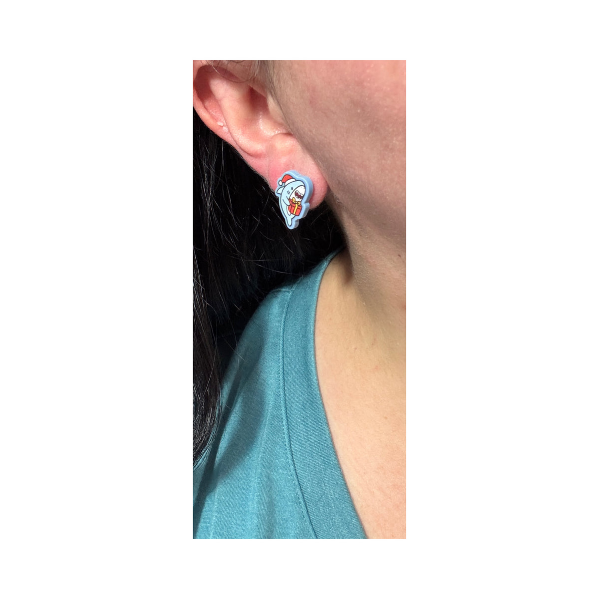 Santa Hat Shark Post Earrings