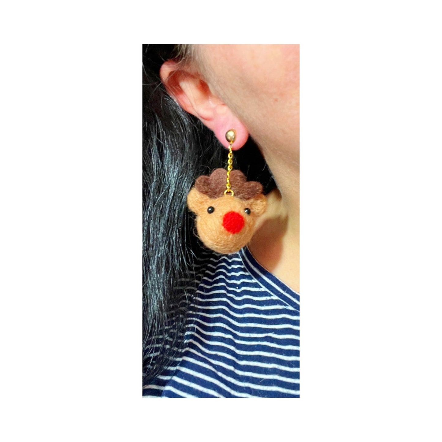 Reindeer Wool Felt Drop Earrings